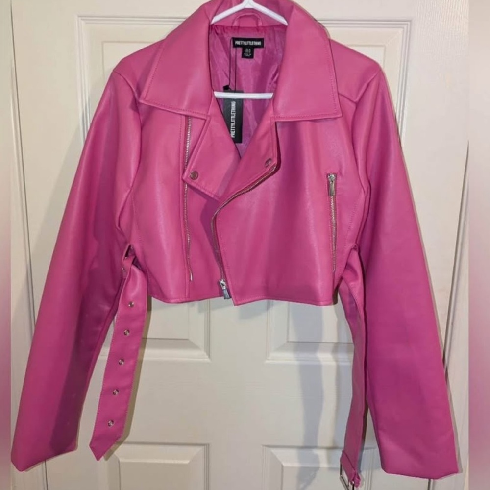 PrettyLittleThing Vibrant Pink Leather Jacket